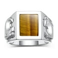 thumbnail image 1 of RYLOS Men's Rings Sterling Silver Designer Ring Tiger Head On Both Sides Diamond in the Eyes and Tiger Eye Rings For Men Size 11, 1 of 6