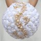 thumbnail image 3 of XmhyTop Ramo de novia para boda, dama de honor, rosa de satén, perlas artificiales, cintas de satén, ramo de flores para boda, azul oscuro-A, 3 of 5