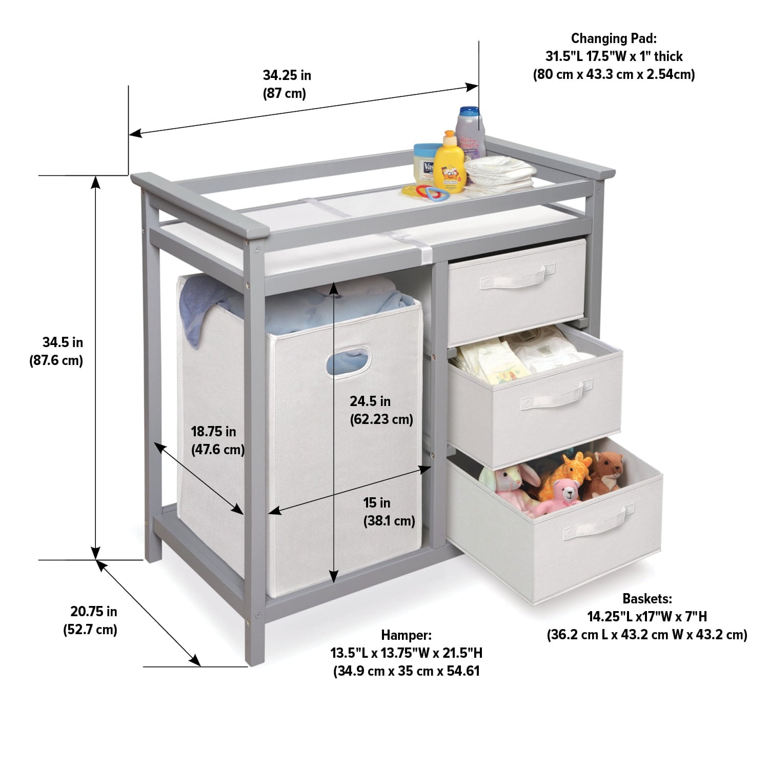 Changing table with hamper 2025