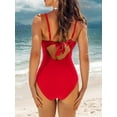 thumbnail image 3 of Charmo Women V Neck One Piece Bathing Suits Ruched Tummy Control Monokini Swimsuits, 3 of 6