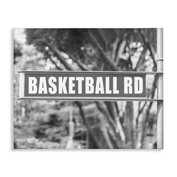 Stupell Industries Basketball Road Sign Sports Photography Wrapped Canvas Art Print Wall Art, 20 x 16