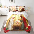 thumbnail image 2 of jejeloiu Happy New Year Bedding Comforter Set 7 Pieces,Christmas Religious-Themed Full Bedding Set,Marry Xmas Fitted Sheet Flat Sheet For Teens,Ultra Soft Home Decor Reversible, 2 of 8