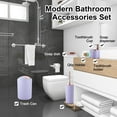 thumbnail image 6 of iMucci 8 Pieces Purple Bathroom Accessories Sets - Trash Can with Swing Lid, Soap Dispenser, Self Draining Soap Dish, Toilet Brush with Holder, Toothbrush Holder, Mouthwash Cup, Qtip Holder Dispensers, 6 of 7