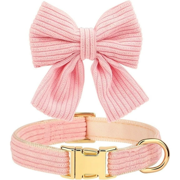 HQREA Adjustable Girl Dog Collars with Bowtie, Cute Pet Collar for Wedding