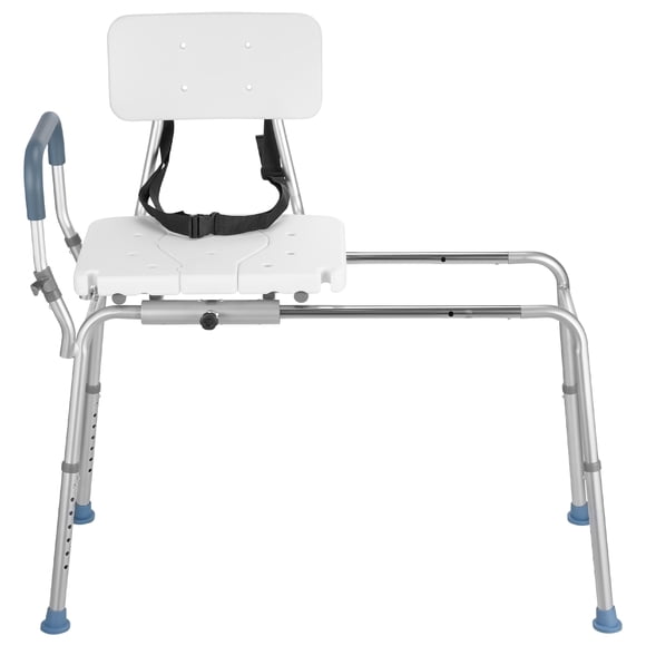 KFFKFF Sliding Shower Chair, 400 lbs Capacity Tub Transfer Bench for Bathtub, Heavy Duty Shower Bench with Arms and Backrest, Height Adjustable Seat