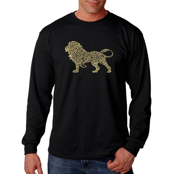 LA Pop Art Men's Word Art Long Sleeve T-shirt - Lion