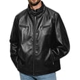thumbnail image 2 of Xdegoge Mens Faux Leather Motorcycle Jacket Stand Collar Moto Biker Coat with Zipper Pockets Casual Outerwear for Fall Winter Windproof Slim Fit Riding Jackets, 2 of 5