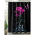 thumbnail image 2 of Vintage Shower Curtain, Rose Butterfly Splash Bathroom Decor Curtains Set with Hooks, Electric Lavender Waterproof Fabric Home Accessories， 72 X 78 Inch Long, 2 of 6
