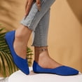 thumbnail image 2 of Pandaie Women's Flats Shoes Comfortable Suede Pointed Toe Slip on Ballet Dress Shoes Business Casual Work Walking Driving Penny Loafers Blue Size 6, 2 of 7