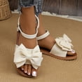 thumbnail image 6 of Sandals for Women Bow Knot Flat Shoes Summer Open Toe Bohemia Comfortable Casual Bowknot Dressy Beach Flats Sandal Beige Women Sandal, 6 of 9