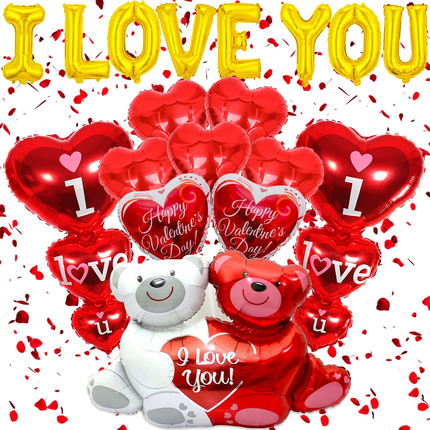 Valentines Day Balloons, Happy Valentines Day Balloons include I LOVE