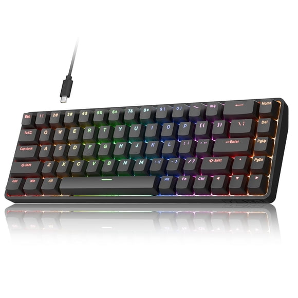 Teclado Gamer DIERYA DK68-C 60% Cableado Negro para PC con Windows