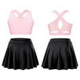 thumbnail image 3 of Sholeno Girls Tennis Golf Sports Outfit Sleeveless U Neck Tank Top with Pleated Skort Skirt Set Gym Pink&Black 8, 3 of 6