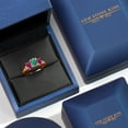 thumbnail image 5 of Gem Stone King 18K Rose Gold Plated Silver Green Malachite and Red Created Ruby Filigree Style 3 Stone Ring for Women (3.00 Cttw, Oval 8X6MM and 6X4MM, Size 8) (Size 8), 5 of 6