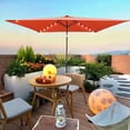 thumbnail image 6 of 10 x 6.5 Ft Rectangular Patio Umbrella, Outdoor Sunbathing Umbrellas with Solar LED Lights, Crank and Push Button Tilt, Waterproof Sun Shade for Garden Backyard Swimming Pool,Light Brick Red, 6 of 7