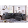 thumbnail image 2 of Leo Dark Gray Linen 7Pc Modular L-Shape Sectional Sofa Chaise and Ottoman, 2 of 7