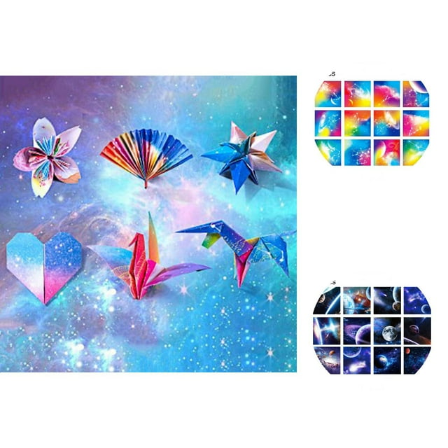 1 Set Origami Paper Stars Pattern Gradient Cut Free DIY Double Side Print Handcraft Paper for School