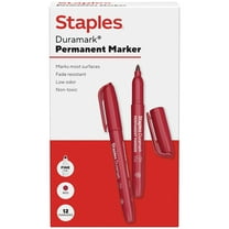 Staples Duramark Permanent Marker Fine Tip Red Dozen (ST62951)