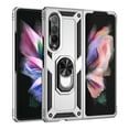 thumbnail image 3 of Dteck for Samsung Galaxy Z Fold 3 Case with Built in Metal Plate on Back Stand Ring [Kickstand Feature] Magnet Leather Phone Cover for Men 2021 (Silver), 3 of 8