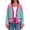 Rose red, variant on Long Sleeved Fall V-neck Colorful Striped Print Casual Knit Cardigan Coat
