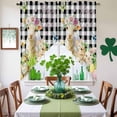 thumbnail image 4 of Swag Curtains Valances for Windows, Happy Easter Short Kitchen Window Curtains Over Sink, Floral Lambs Chicks Eggs Cafe Curtains Panel Set Of 2,Rod Pocket, 36 Inches Length Black And White Plaid, 4 of 9
