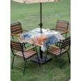 thumbnail image 4 of Outdoor Tablecloth with Umbrella Hole for Patio/Picnic/Party/Camping, Navy Blue Coastal Waterproof Table Cloth Square Cover Washable, Nautical Summer Beach Coral Starfish Ocean (54"x 54"), 4 of 9