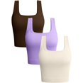 thumbnail image 1 of SURJDE Women's 3 Piece Tank Tops Ribbed Seamless Workout Exercise Shirts Yoga Crop Tops, 1 of 5
