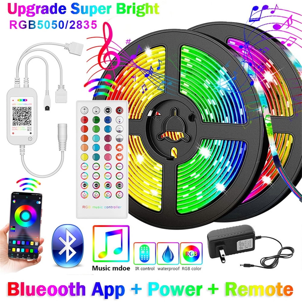 5m-20m Bluetooth Control RGB LED Strip lights Sync to Music Tape Rope lamp 24V 