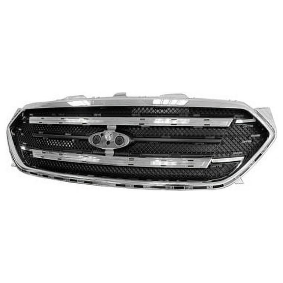 Grille Shell - Chrome with Black Mesh - Compatible with 2013 - 2019 Ford Taurus (Except SHO Models) 2014 2015 2016 2017 2018