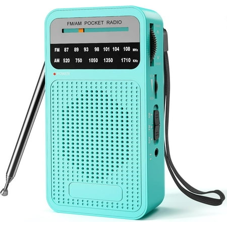 Portable AM FM Emergency Radio with Loud Speaker Handheld Battery Operated Radio with Headphone Jack for Outdoor Home and Seniors