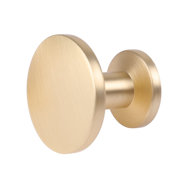 10 Pack Gold Cabinet Knobs – 1.14 Inch Round Drawer Pulls, Zinc Alloy Furniture Hardware For Kitchen, Bathroom & Closet (Brushed Gold)