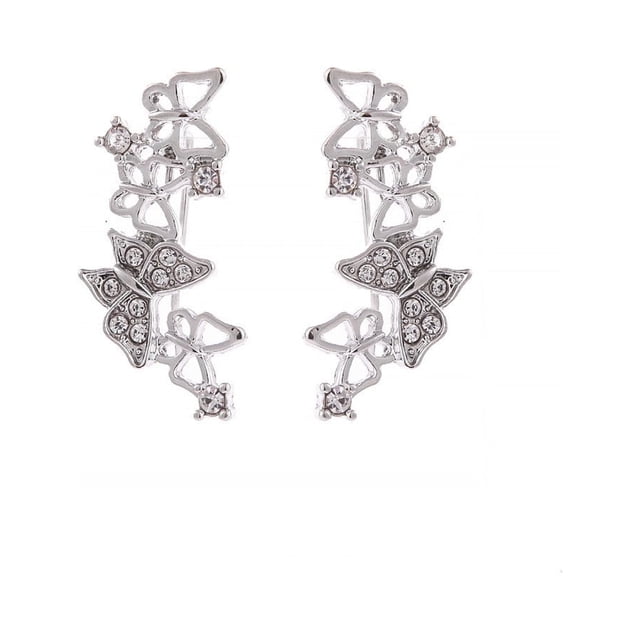 DPTALR Personality Earrings Leaves Beautiful Diamond Earrings Irregular Mesh