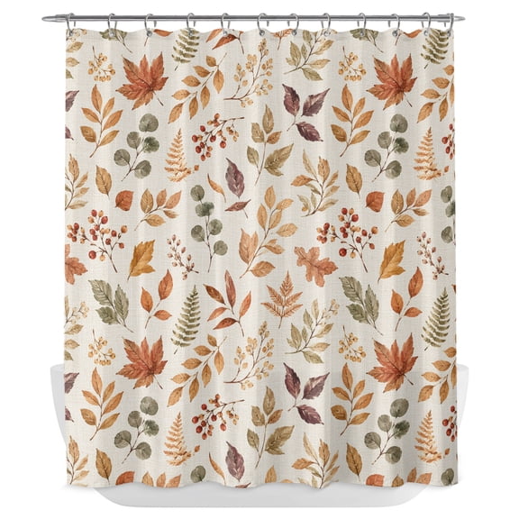 Fall Maple Leaves Shower Curtain - Water Repellent Fabric Shower Curtains Washable, Thanksgiving Botanical Leaf Autumn Decorative Polyester Cloth Bathroom Curtains Modern Bath Decor 72"x72"