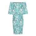 thumbnail image 5 of Starfish Watercolor Aqua Coral Reef ,ocean Home Decor Women's Off The Shoulder Ruffles Summer Wedding Guest Loose Casual Party Beach Dress, 5 of 9