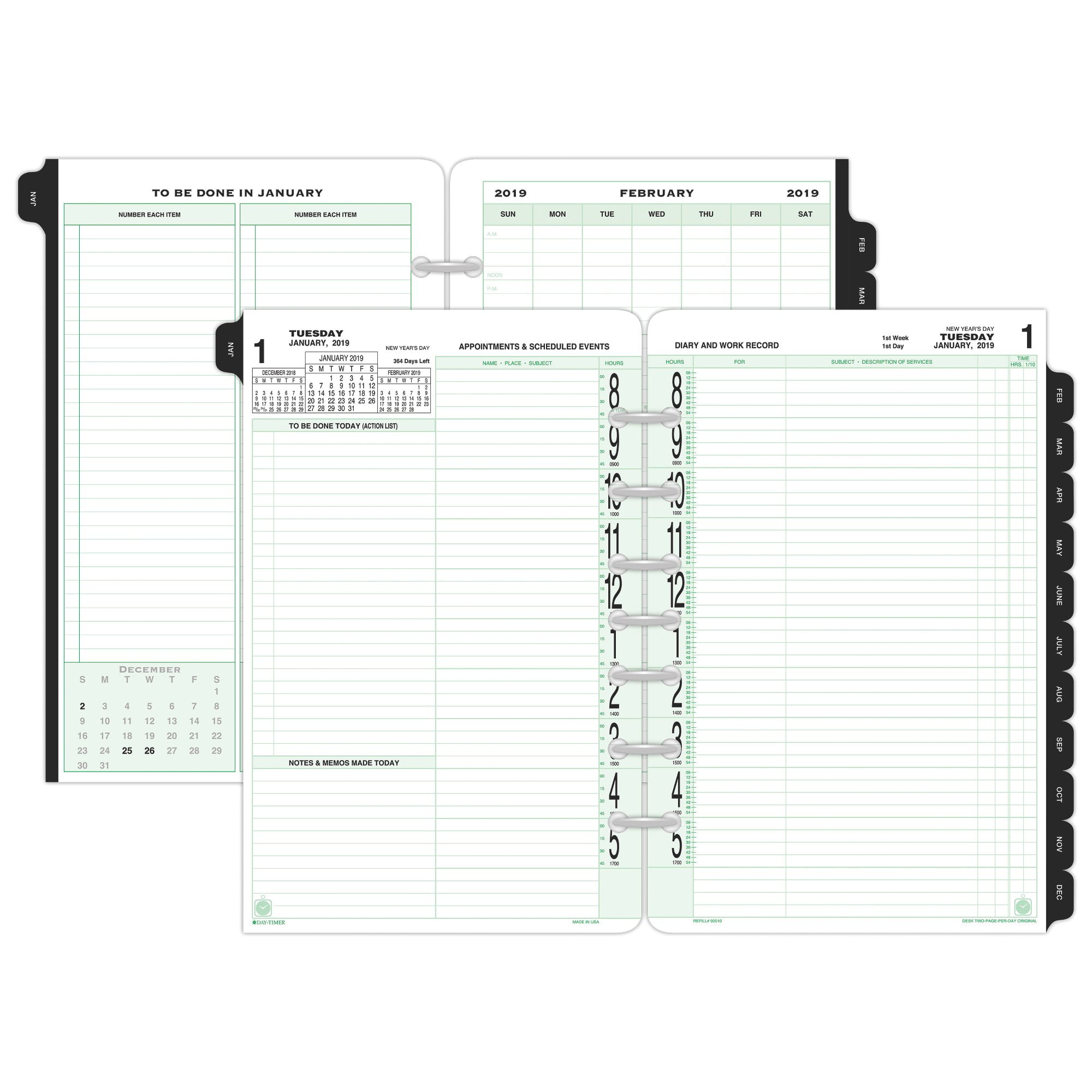DayTimer 2PagePerDay Original Planner Refill Desk Size April