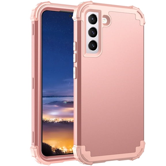 Samsung Galaxy S22 Plus Phone Case, Silicone PC 3 In 1 Hybrid Heavy Duty Rugged Shock Proof Corner Protection Defender Case Cover Samsung S22 S22 / Plus 5G 6.6", Rosegold