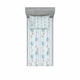 thumbnail image 1 of Floral Bedding Set with Sheet & Covers, Corsage of Flowers with Sketch Style Arrangement Vertical Lines Dots, Printed Bedroom Decor 2 Shams, 4 Sizes, Pale Blue Yellow Blue, by Ambesonne, 1 of 3