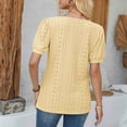 thumbnail image 6 of iHengLiXing Spring Tops for Womens Dressy Casual Women's Casual Round Neck Sleeve Patchwork Solid Color Loose T-Shirt Top Yellow M, 6 of 6