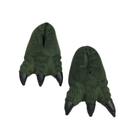 - Boys Plush Green Monster Slippers Dinosaur Bear Paw Claw House Shoes
