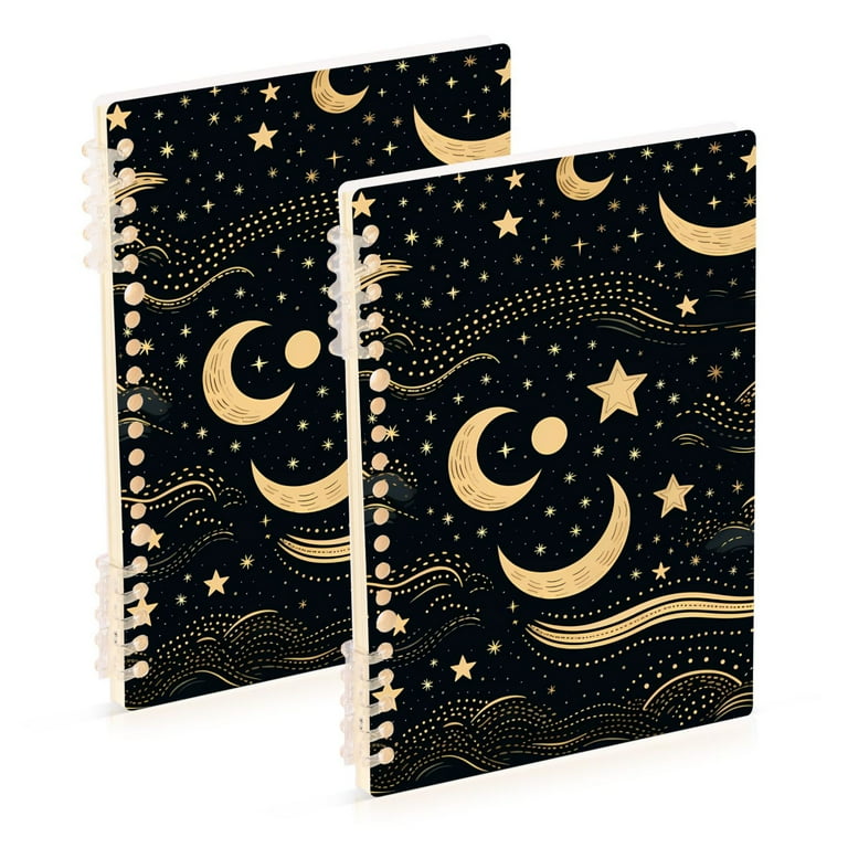 Crescent Moon and Star Spiral Notebooks 60 Sheets 120 Pages A5