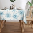 thumbnail image 3 of Christmas Blue Snowflake Tablecloth, Winter Xmas Snowflake Table Cloth For Rustic Farmhouse Kitchen Decor, Wipeable Table Cover Rectangle Tablecloths For Holiday Party Indoor Outdoor, 60" X 84", 3 of 6