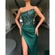 thumbnail image 4 of Vestido de noche largo elegante sin mangas con lentejuelas verdes y hada, 4 of 6