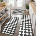 thumbnail image 2 of Black and White Checkerboard Checkered Pattern Kitchen Rugs Sets Of 3,Kitchen Runner Rugs Non Skid Washable,Decorative Kitchen Floor Mats for Kitchen,Sink,Laundry,17"x30"+ 17"x47" + 17"x59", 2 of 6