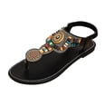 thumbnail image 6 of Xucatan Women's Bohemian Beaded Sandals, Colorful Ethnic Pattern Flat Thong Shoes with Ankle Strap, Faux Leather Casual Summer Beach Footwear, Versatile Design for Spring Outdoor Gift, 6 of 9