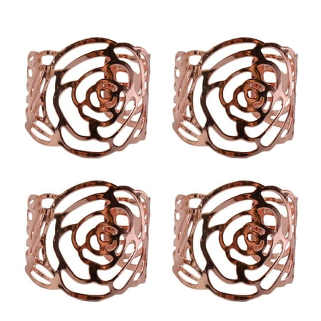 

Etereauty Napkin Ring Serviette Buckle Flower Holders Dining Table Holder Floral Rings Banquet Wedding Metal Clasp