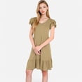 thumbnail image 2 of Women's Ruffle Sleeve V-Neck Dress with Tiered Hem and Relaxed Fit - X Large, Khaki, 2 of 7