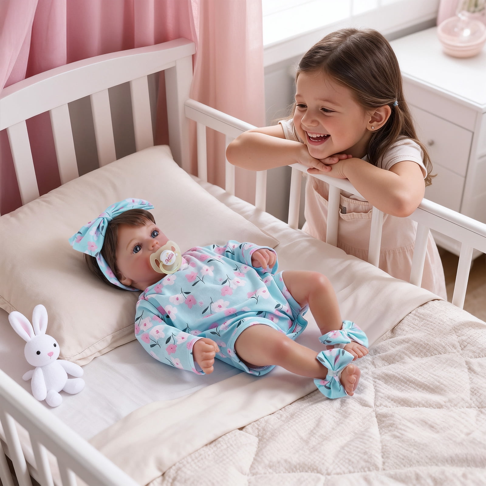 RSG 17-inch Lifelike Reborn Baby Doll girl，Realistic-Newborn Baby Dolls with  Soft Cloth Body，Playful Real Life Baby Dolls with Gift Box for Kids Age 3 +