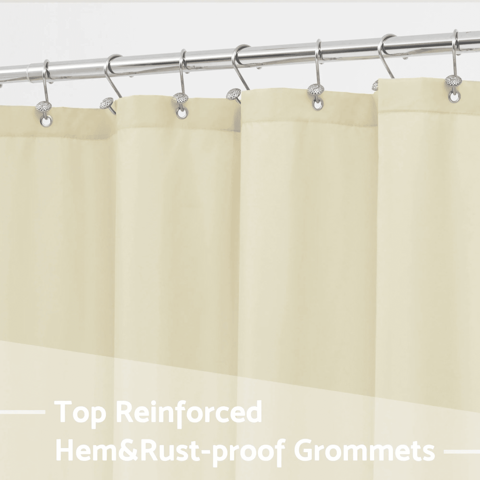 Mrs Awesome Waterproof Fabric Shower Curtain Liner Microfiber with 3 Magnets, Cream -72"x72"