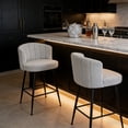thumbnail image 3 of Set of 2 Upholstered Counter Height Barstools with Full Back and Metal Legs Modern Chairs for Kitchen Island, 3 of 11