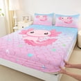 thumbnail image 3 of jejeloiu Kawaii Cute Axolotl Twin Sheet Sets,Pink Mermaid Pattern Bedding For Animals Lover 3 Pieces, 3 of 7